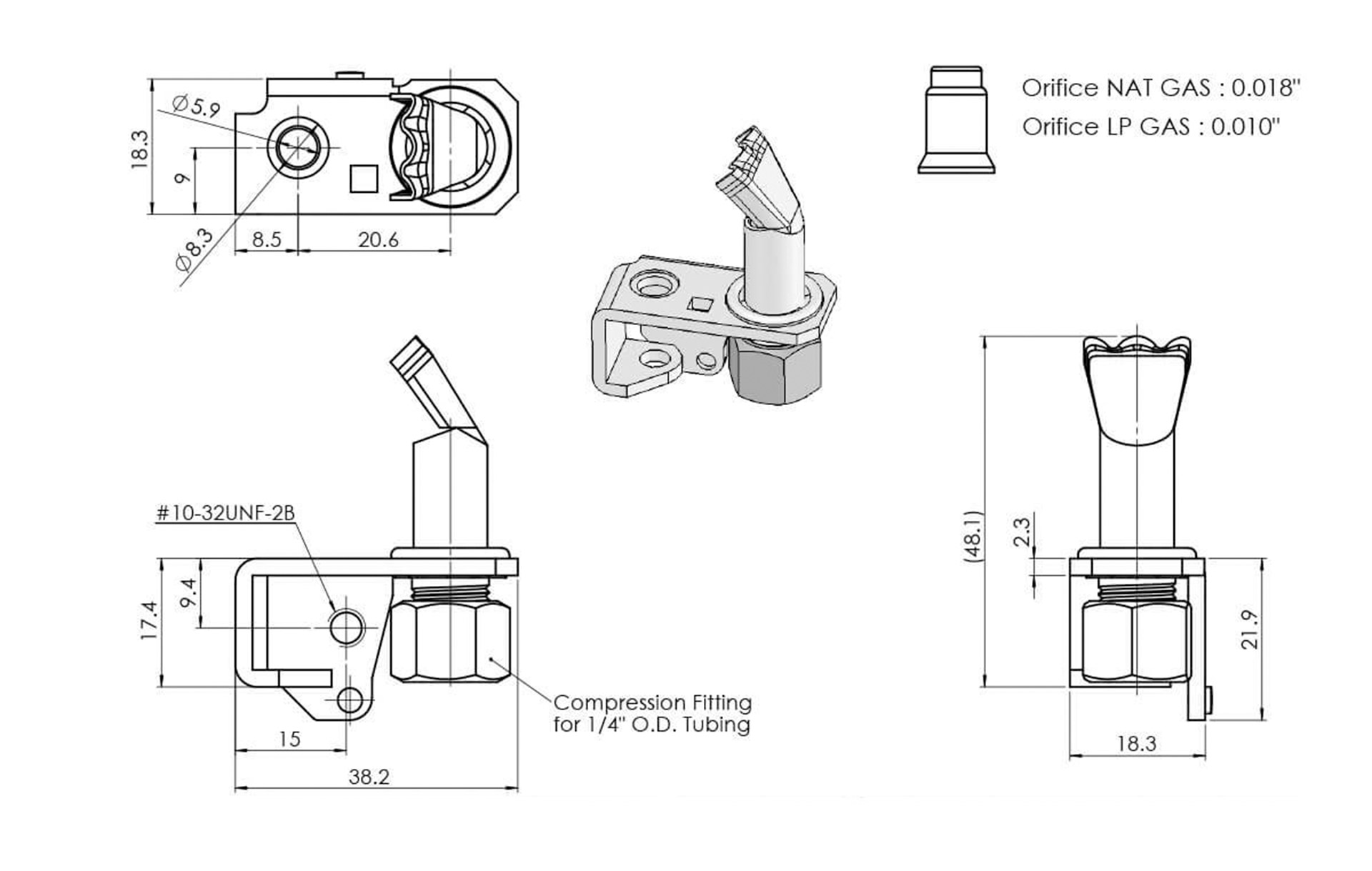 B11H2 Pilot Burner Dimensions