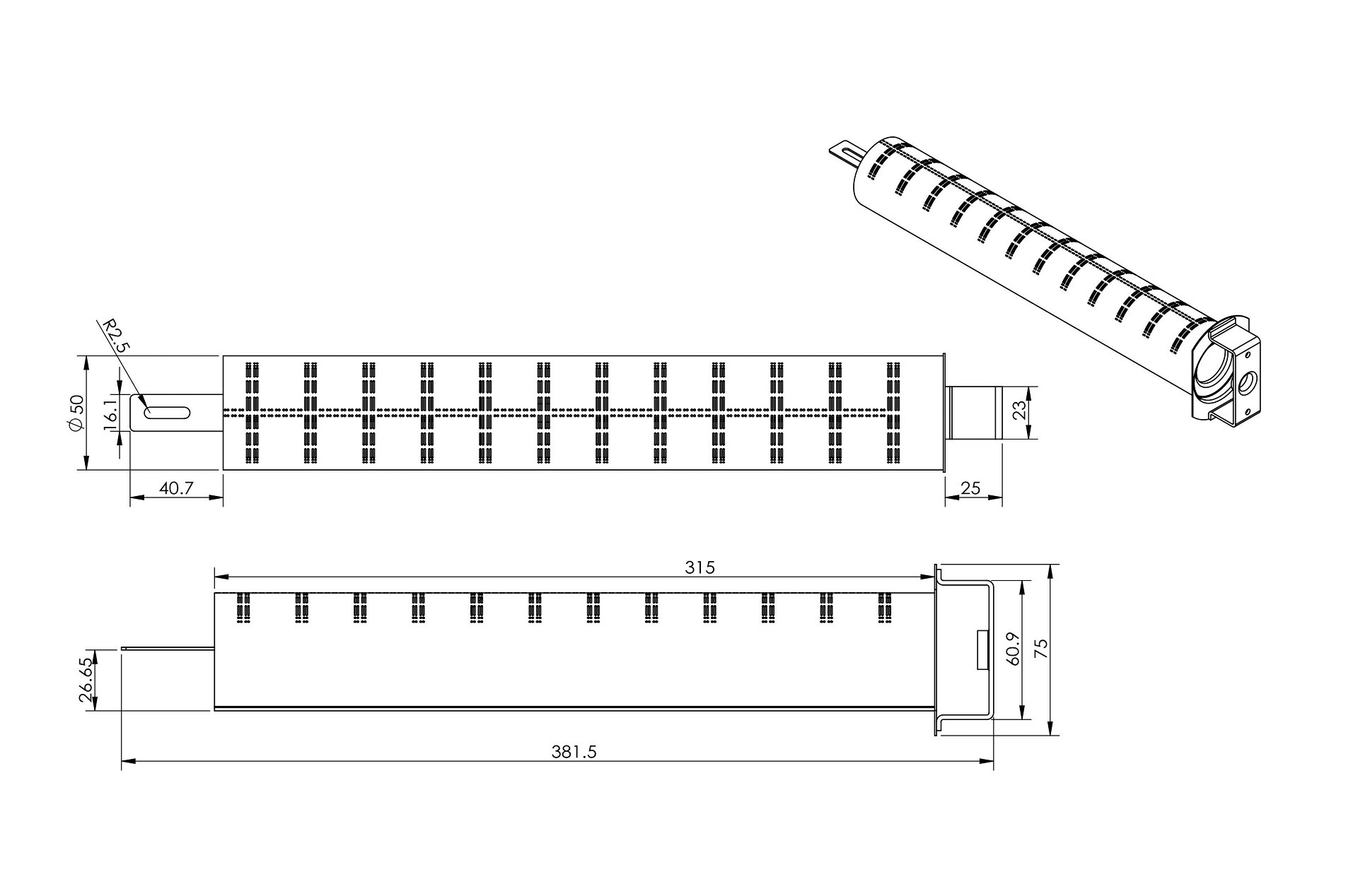 UKS04 Tubular Burner UKS04 Tubular Burner Dimensions