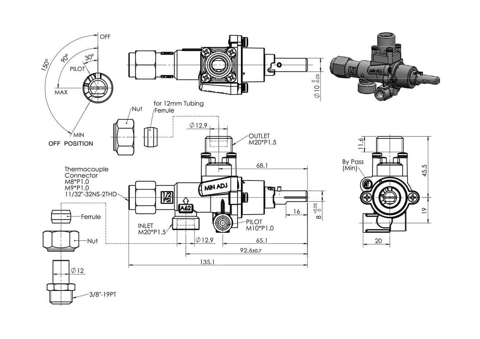 A62V Safety Valve with Pilot Dimensions