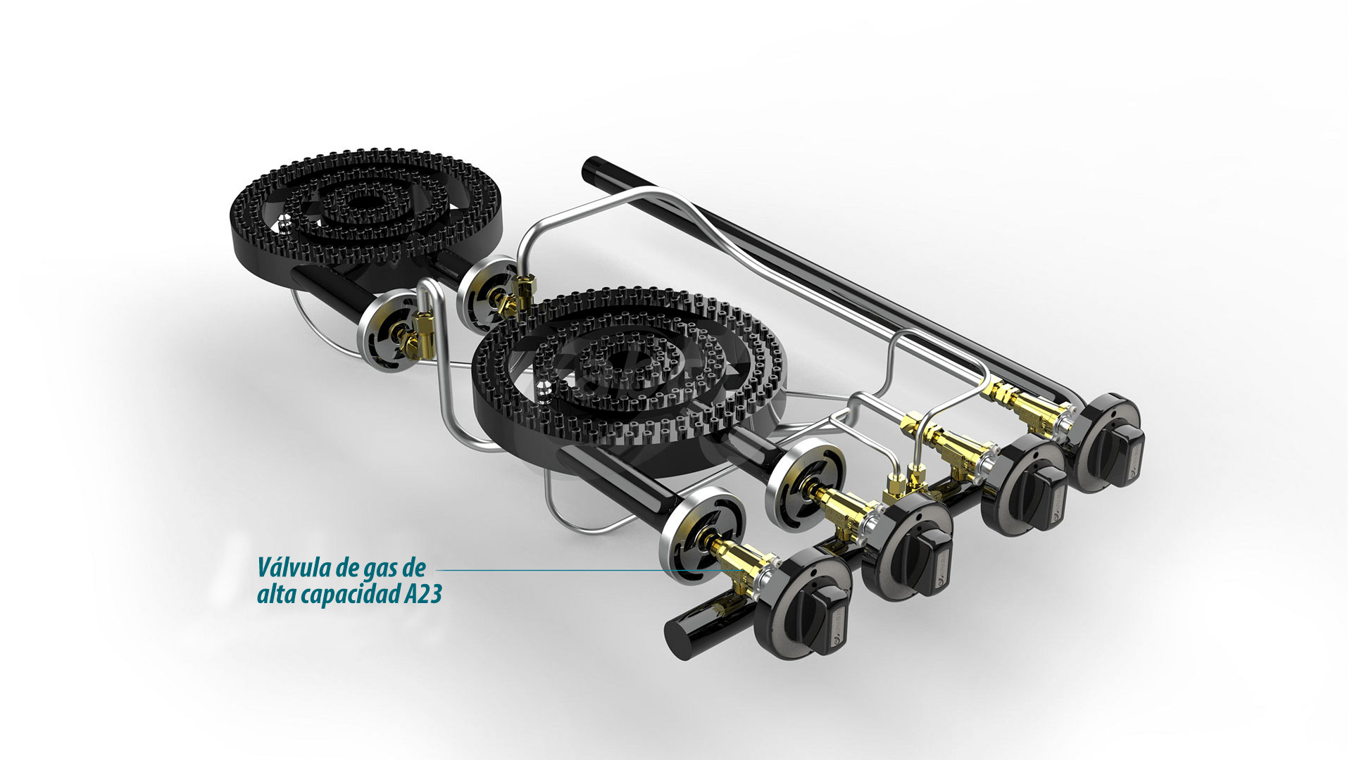 La soluci&oacute;n de hornillo de pavimento de tipo estadounidense de AB Control est&aacute; equipada con una v&aacute;lvula de alto flujo A23 (50,000 BTU) y una v&aacute;lvula piloto serie AP